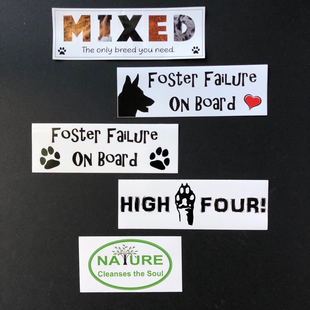 Personally designed and made decal/bumper stickers.